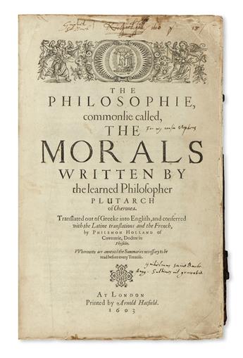 PLUTARCH. The Philosophie, commonlie called the Morals.  1603